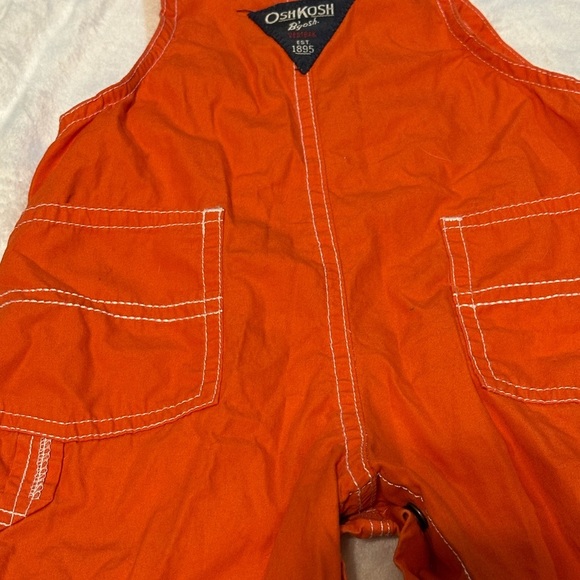 Vintage OshKosh B'gosh Solid Orange Shortalls Vestpak Unisex Size 12 Months - Picture 7 of 8